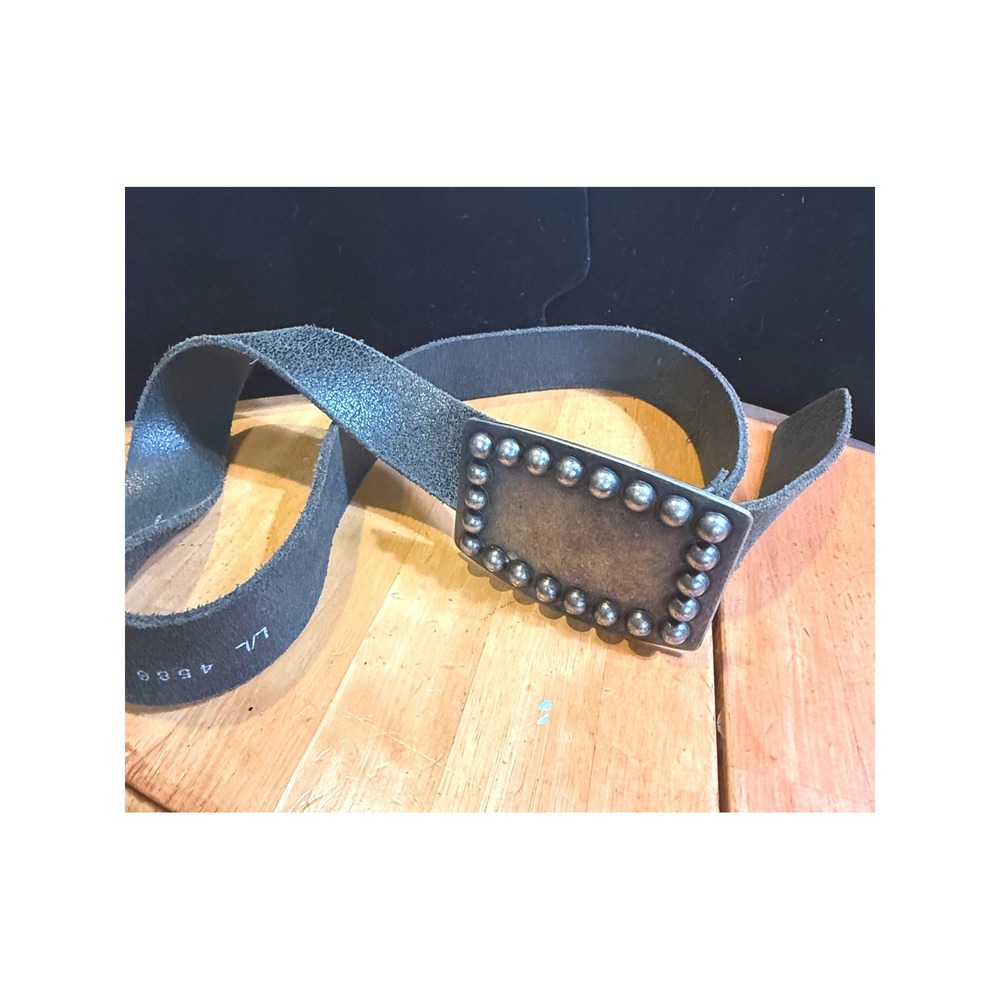Aldo Mens Black Genuine Leather Studded Buckle Belt Made in Canada L 4586